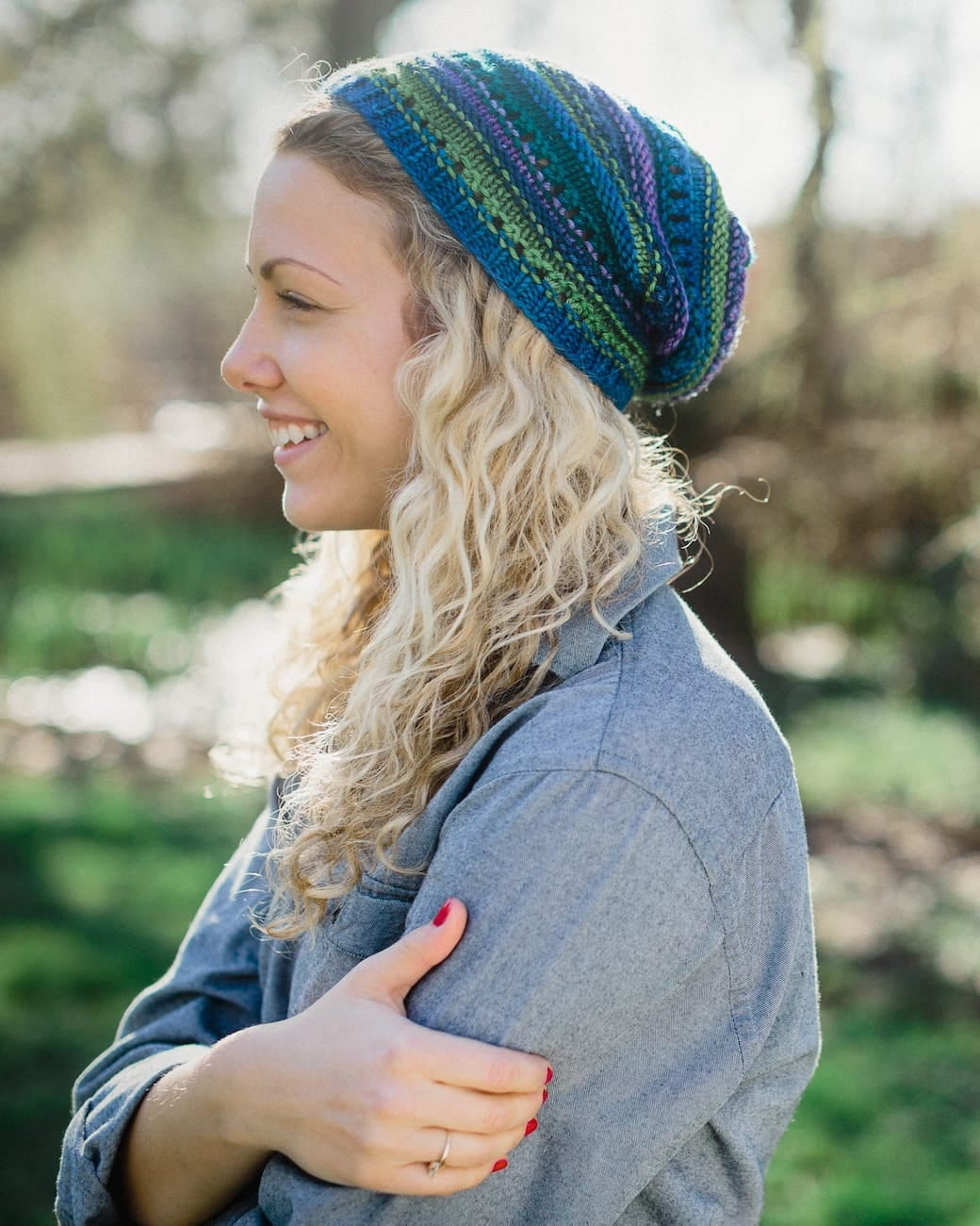 SweetGeorgia Yarns Knitting Patterns Candystripe Slouch Hat