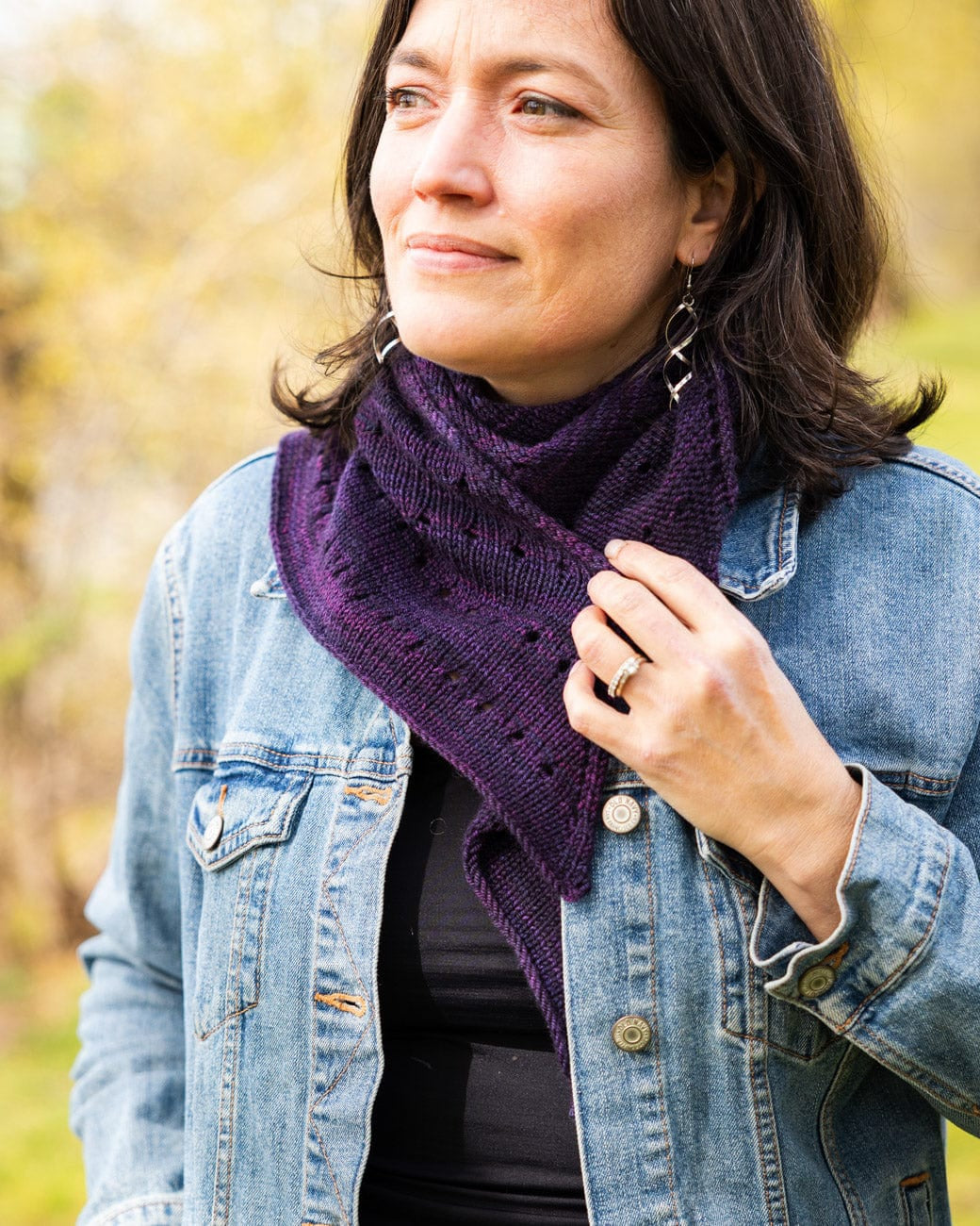 SweetGeorgia Yarns Machine Knitting Patterns Lacy Lakes Bias Scarf