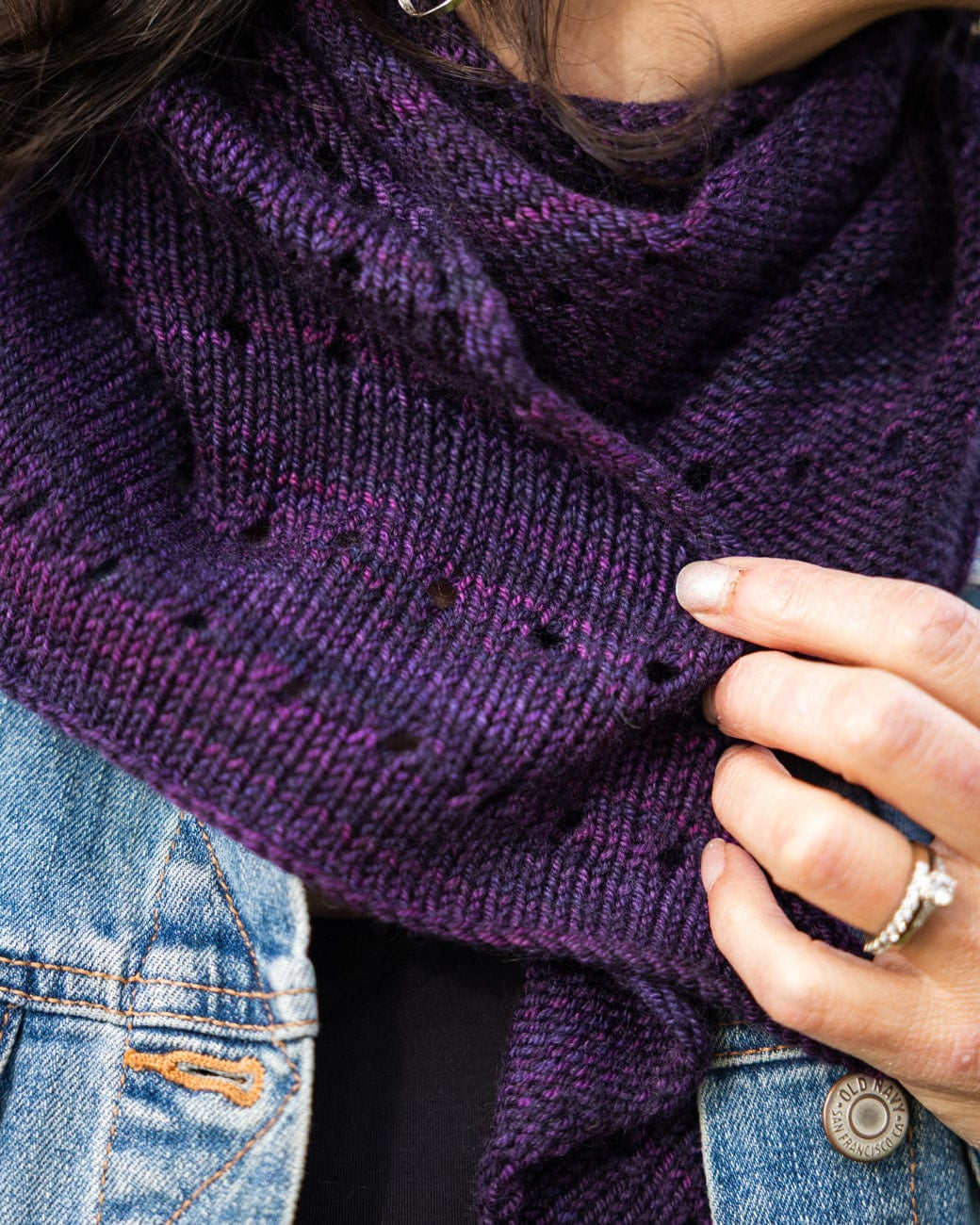 SweetGeorgia Yarns Machine Knitting Patterns Lacy Lakes Bias Scarf