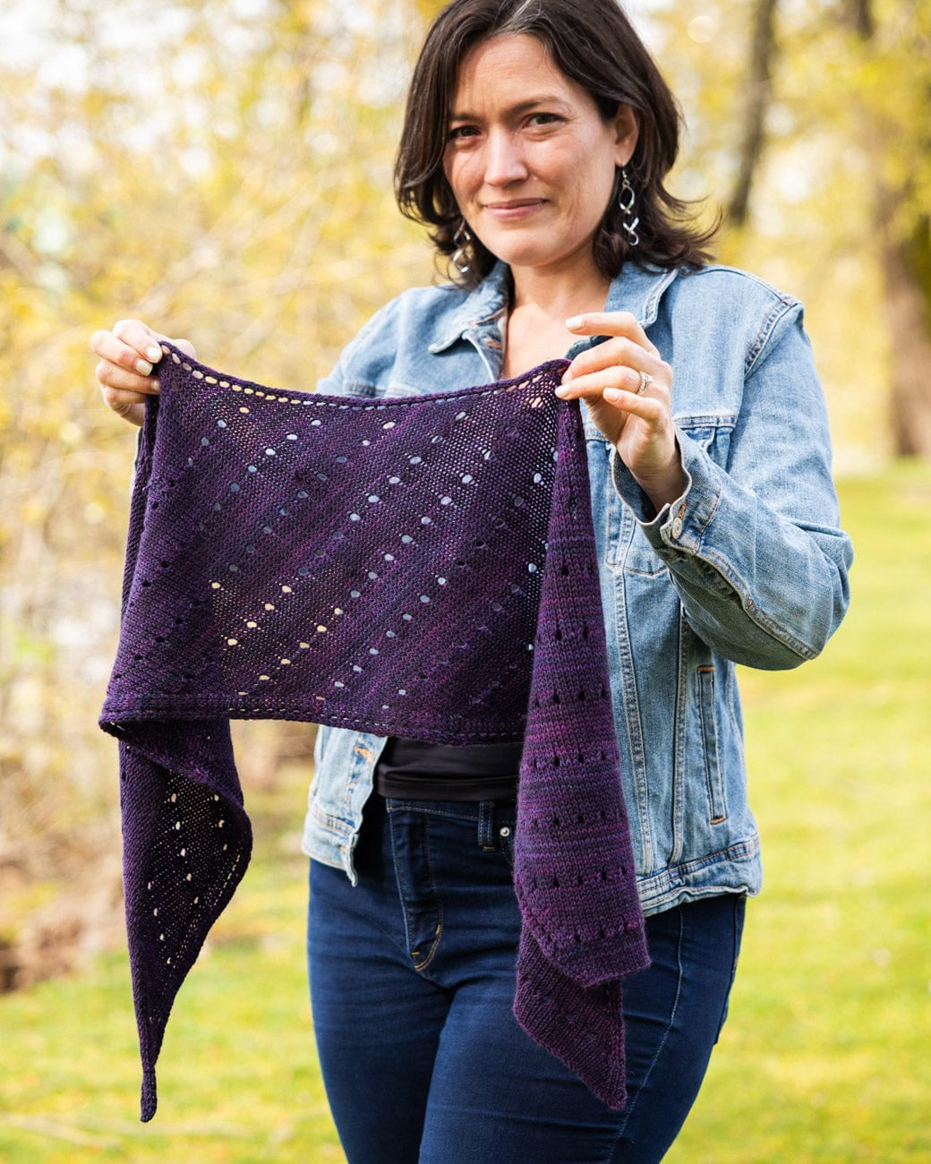 SweetGeorgia Yarns Machine Knitting Patterns Lacy Lakes Bias Scarf