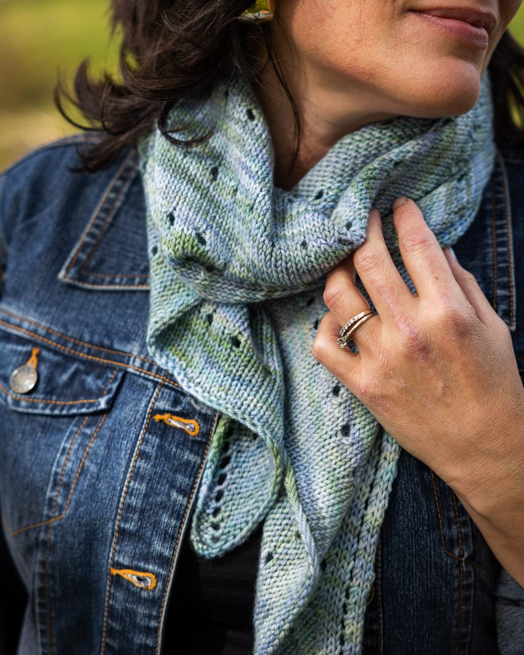 SweetGeorgia Yarns Machine Knitting Patterns Lacy Lakes Bias Scarf