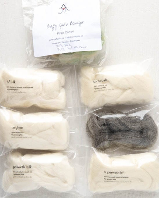 SweetGeorgia Yarns Undyed Spinning Fibre Spinning Sampler