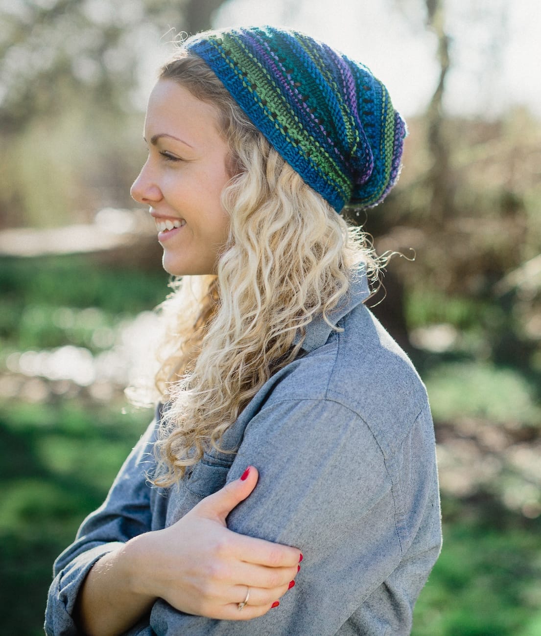 SweetGeorgia Yarns Knitting Patterns Candystripe Slouch Hat