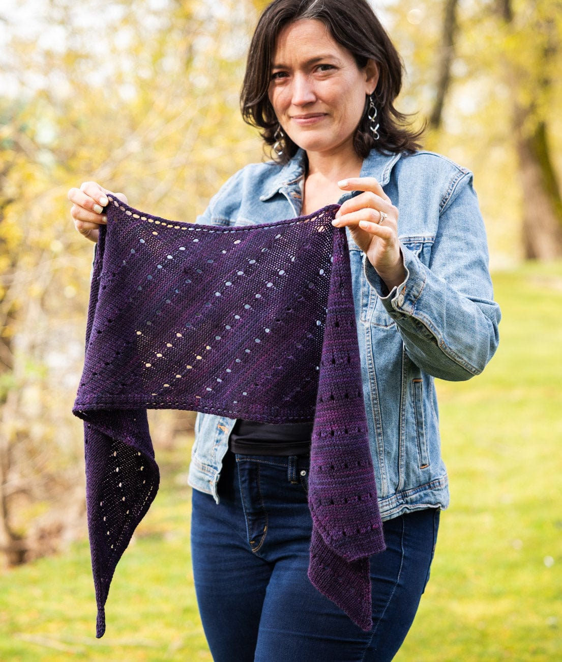 SweetGeorgia Yarns Machine Knitting Patterns Lacy Lakes Bias Scarf