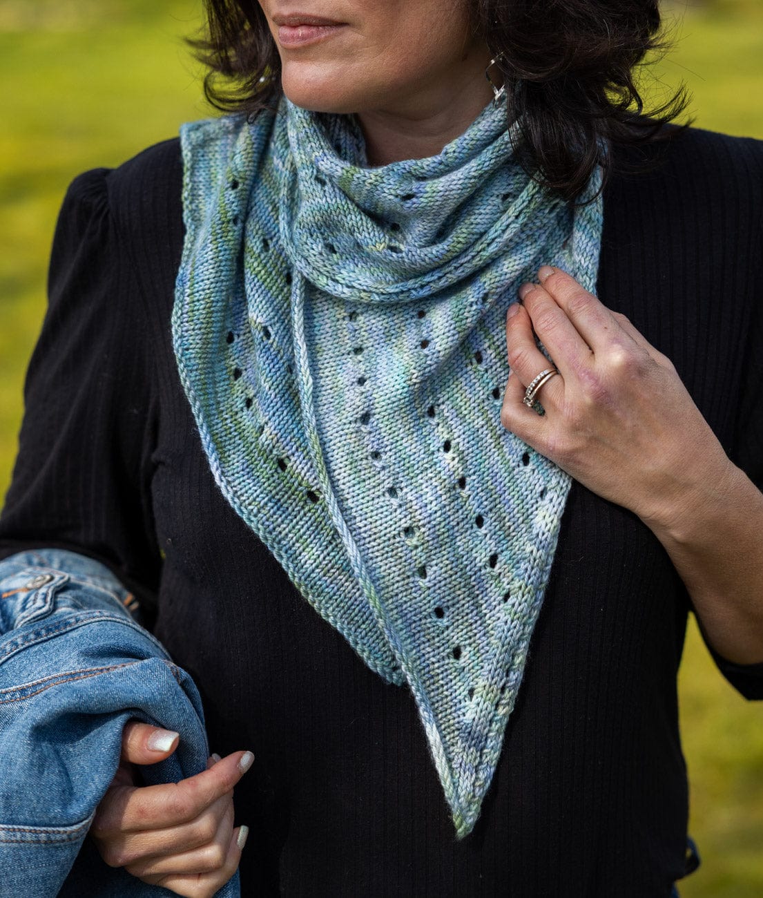 SweetGeorgia Yarns Machine Knitting Patterns Lacy Lakes Bias Scarf