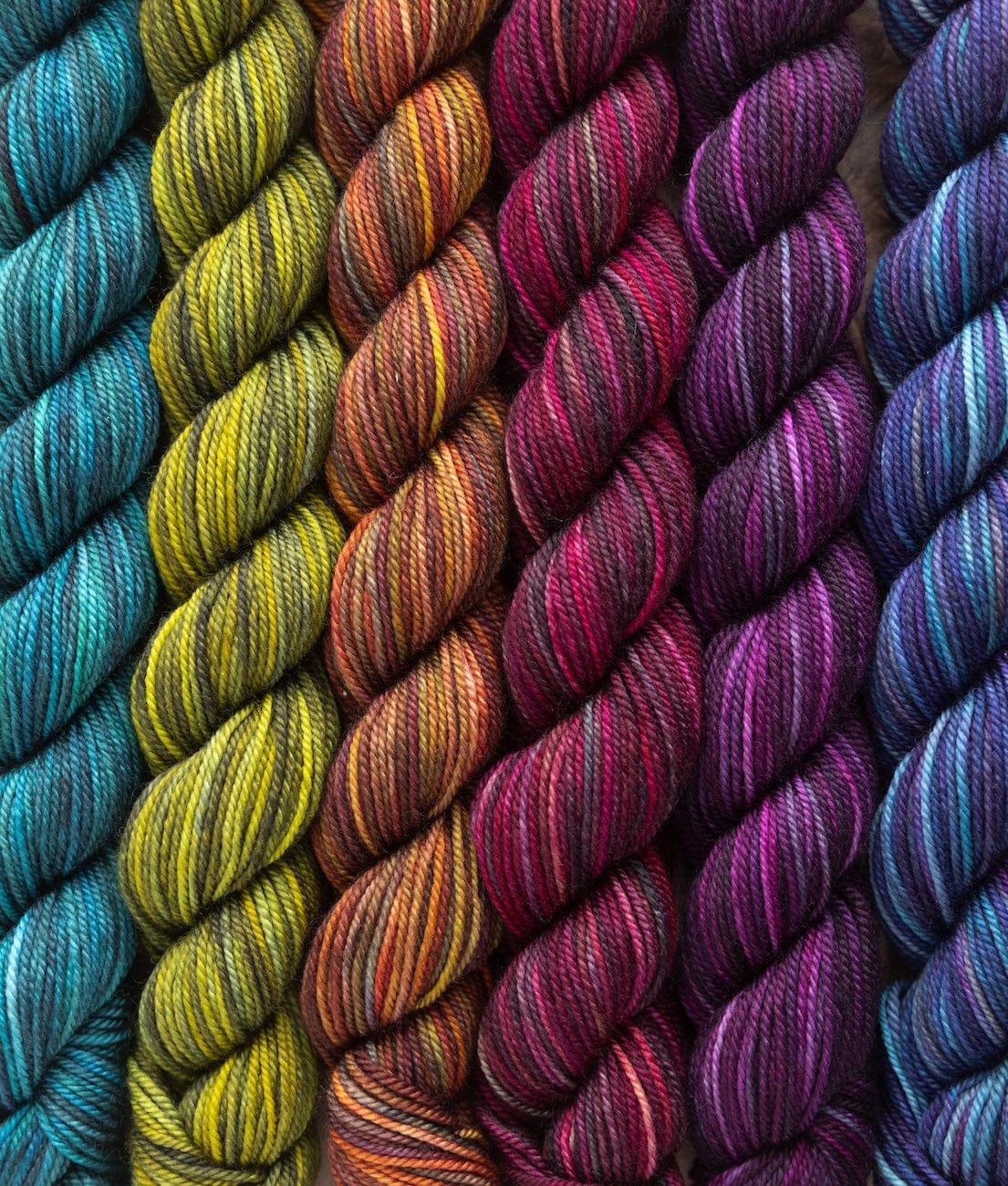 SweetGeorgia Yarns Mini-Skein Yarn Sets Hexa Hue / Tough Love Sock / Eclipse